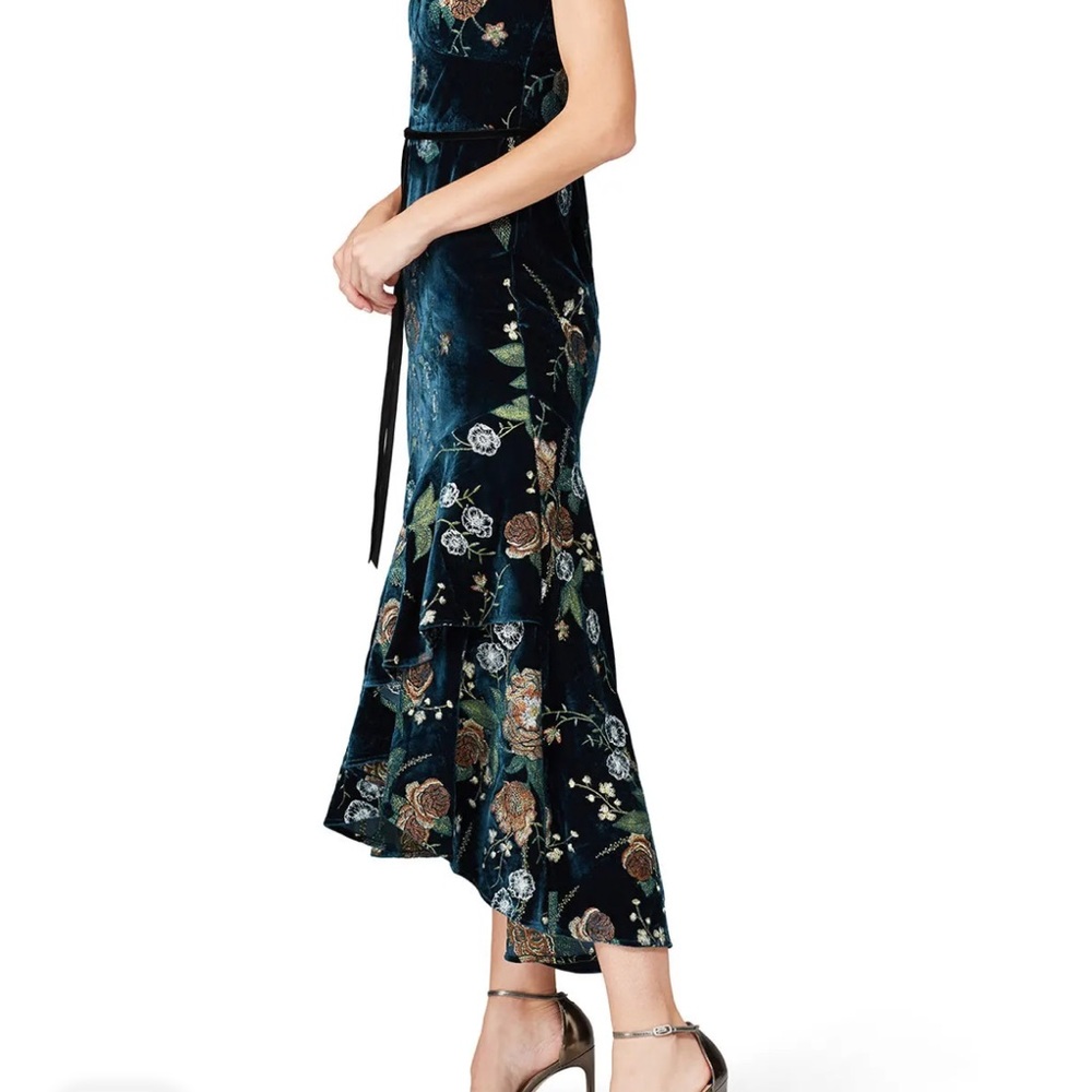 Marchesa Notte Embroidered Velvet High Low Dress, Size: 2 - Picture 2 of 15